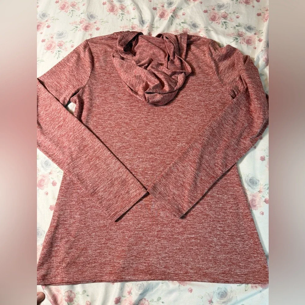 Nike Dri-Fit Red Heather Long Sleeve‎ Hoodie Top Women's XS Athletic Running